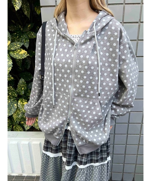 WC（ダブル シー）の「《秋冬新作★》ドットジャガードビッグバーカー（パーカー・レディース・グレー/ブラック・FREE）」の10枚目の写真