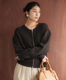 UNTITLED | 【ゆったりサイズ／着丈短め】ジップニットカーディガン(カーディガン/ボレロ)