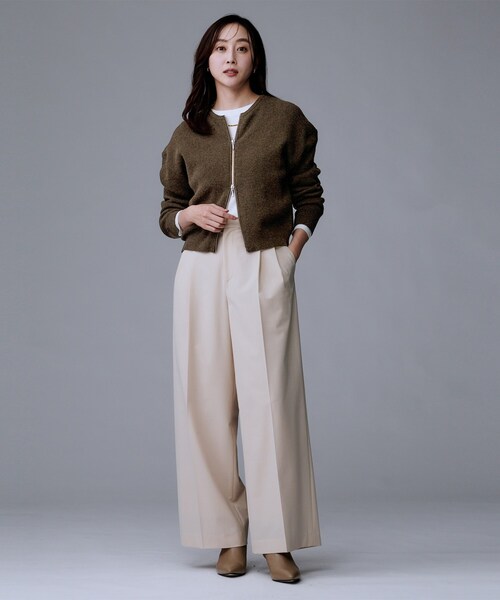 UNTITLED（アンタイトル）の「【ゆったりサイズ／着丈短め】ジップニットカーディガン（カーディガン/ボレロ・レディース・ライトブルー/ブラウン系その他/ブラック/ライトグレー/ライトグレー系5・48/44/04/02/00）」の19枚目の写真