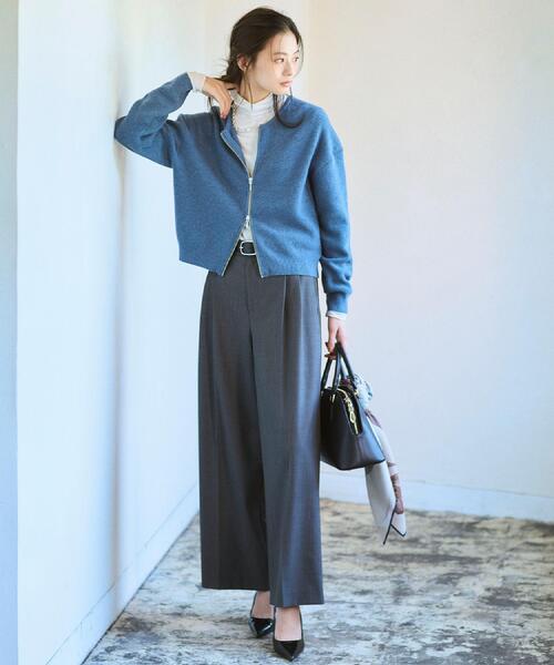 UNTITLED（アンタイトル）の「【ゆったりサイズ／着丈短め】ジップニットカーディガン（カーディガン/ボレロ・レディース・ライトブルー/ブラウン系その他/ブラック/ライトグレー/ライトグレー系5・48/44/04/02/00）」の17枚目の写真