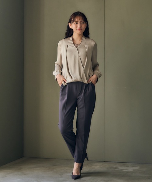 12Twelve Agenda(トゥエルブ アジェンダ)の「ヴィンテージサテンカシュクールデザインブラウス(シャツ/ブラウス・レディース・アイボリー/グレイッシュベージュ/ブラウン/チャコールグレー・M)」の8枚目の写真