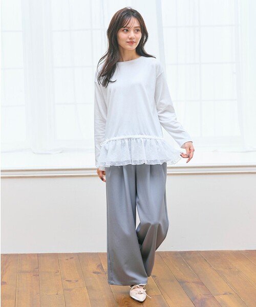 Feroux(フェルゥ)の「フリルぺプラム カットソー(Tシャツ/カットソー・レディース・ホワイト系/ホワイト系1・F)」の5枚目の写真