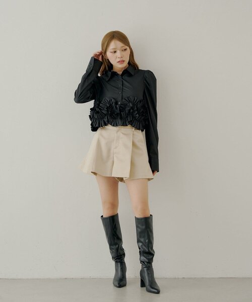 Chico（チコ）の「【SALON by Chico】裾フリルデザインヘムブラウス（シャツ/ブラウス・レディース・ブラック/ピンク/アイボリー・FREE）」の13枚目の写真