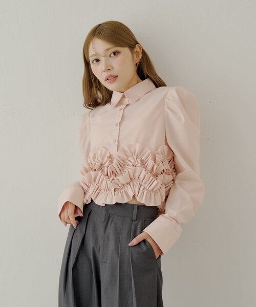 Chico（チコ）の「【SALON by Chico】裾フリルデザインヘムブラウス（シャツ/ブラウス・レディース・ブラック/ピンク/アイボリー・FREE）」の15枚目の写真