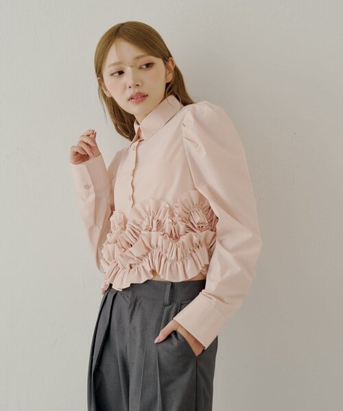 Chico（チコ）の「【SALON by Chico】裾フリルデザインヘムブラウス（シャツ/ブラウス・レディース・ブラック/ピンク/アイボリー・FREE）」の18枚目の写真