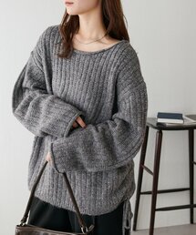 【腰回りカバー/WEB限定】ドロストニットプルオーバー