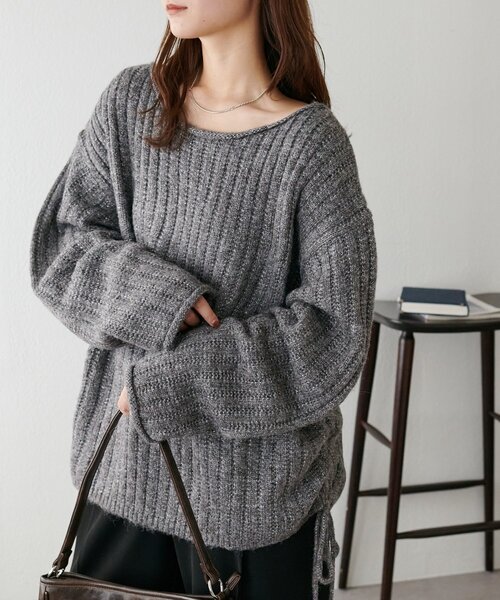 セール】【腰回りカバー/WEB限定】ドロストニットプルオーバー（ニット