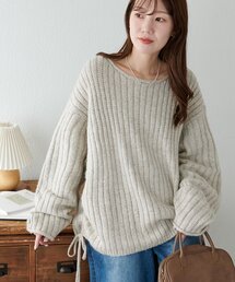 【腰回りカバー/WEB限定】ドロストニットプルオーバー