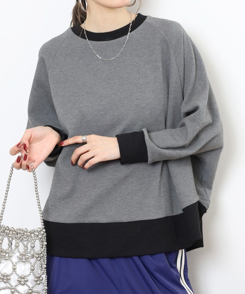 EGLANTINE（エグランティーヌ）の「EGLANTINE ゆったりドルマンプルオーバー（Tシャツ/カットソー・レディース・ネイビー/ベージュ/チャコールグレー・38）」の2枚目の写真