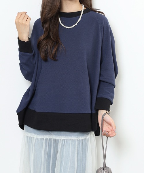EGLANTINE（エグランティーヌ）の「EGLANTINE ゆったりドルマンプルオーバー（Tシャツ/カットソー・レディース・ネイビー/ベージュ/チャコールグレー・38）」の15枚目の写真