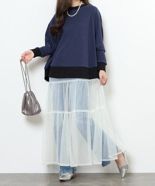 EGLANTINE（エグランティーヌ）の「EGLANTINE ゆったりドルマンプルオーバー（Tシャツ/カットソー・レディース・ネイビー/ベージュ/チャコールグレー・38）」の19枚目の写真