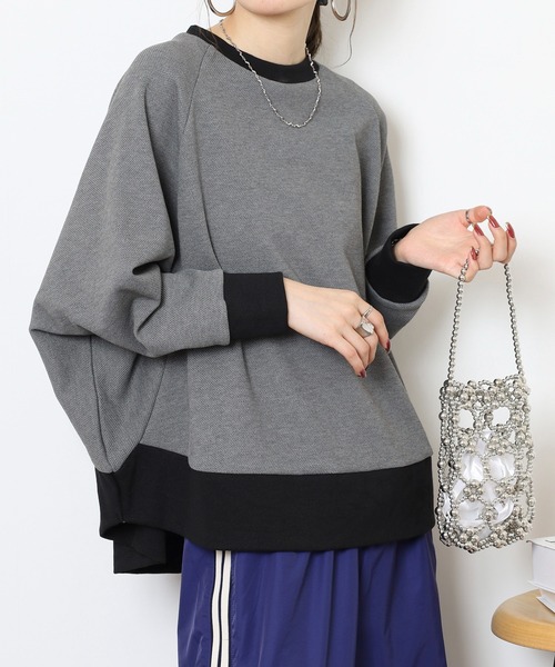 EGLANTINE（エグランティーヌ）の「EGLANTINE ゆったりドルマンプルオーバー（Tシャツ/カットソー・レディース・ネイビー/ベージュ/チャコールグレー・38）」の8枚目の写真