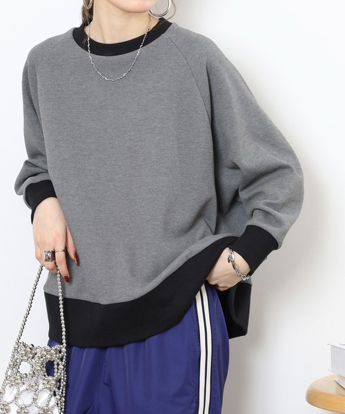 EGLANTINE（エグランティーヌ）の「EGLANTINE ゆったりドルマンプルオーバー（Tシャツ/カットソー・レディース・ネイビー/ベージュ/チャコールグレー・38）」の6枚目の写真