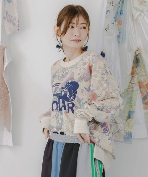ScoLar(スカラー)の「ScoLar(スカラー) 花と音楽のスウェットプルオーバー(スウェット・レディース・グレー/オートミール・MEDIUM)」の12枚目の写真