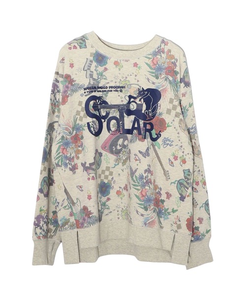 ScoLar(スカラー)の「ScoLar(スカラー) 花と音楽のスウェットプルオーバー(スウェット・レディース・グレー/オートミール・MEDIUM)」の4枚目の写真