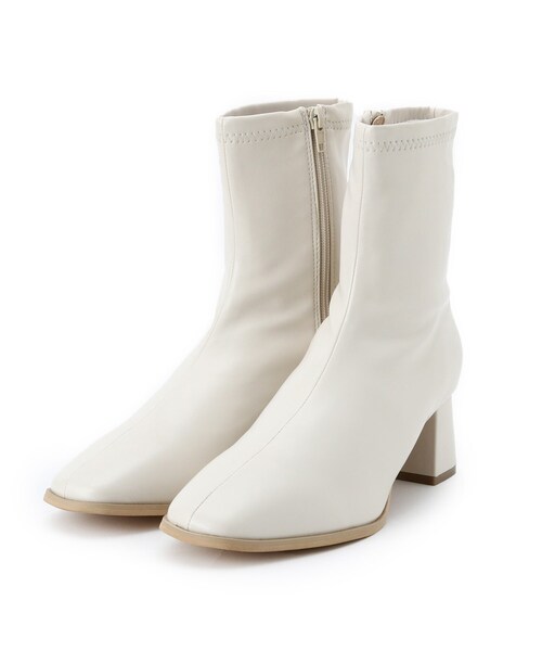 ITS'DEMO(イッツデモ)の「ラインヒールブーツ(ブーツ・レディース・アイボリー/ブラック・38/40)」の1枚目の写真