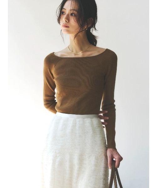 美品 22SS アーツアンドサイエンス リネンコットンブレンドボートネックニット シルクカシミアブレンドボートネックニット（ニット/セーター