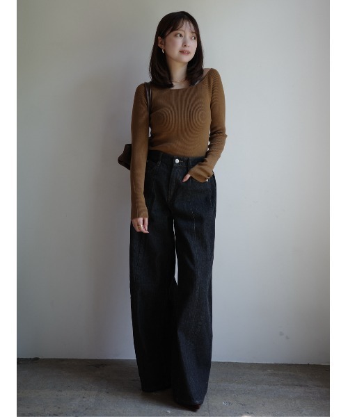 ANNTIAN シルクニット anuans ニット セーター シルクカシミアブレンドフィットリブ