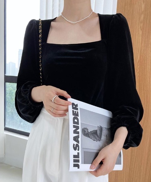 semplice(センプリチェ)の「スクエアネックバルーンスリーブトップス(Tシャツ/カットソー・レディース・ブラック・M/L)」の10枚目の写真