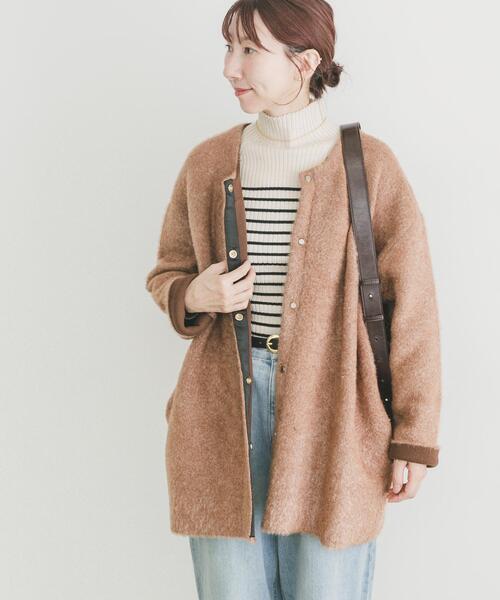 ITEMS URBANRESEARCH（アイテムズ アーバンリサーチ）の「ダブルフェイスミドルカーディガン（ノーカラーコート・レディース・ライトブルー/ブラウン/ネイビー・FREE）」の4枚目の写真
