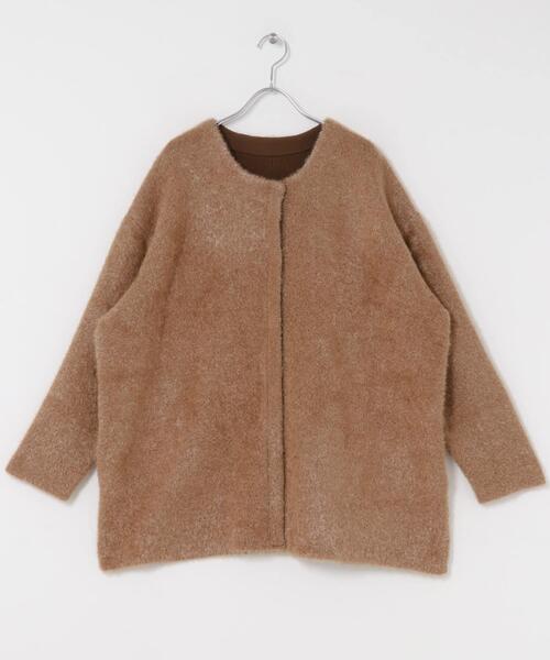 ITEMS URBANRESEARCH（アイテムズ アーバンリサーチ）の「ダブルフェイスミドルカーディガン（ノーカラーコート・レディース・ライトブルー/ブラウン/ネイビー・FREE）」の8枚目の写真