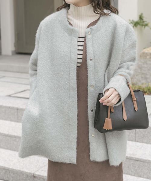 ITEMS URBANRESEARCH（アイテムズ アーバンリサーチ）の「ダブルフェイスミドルカーディガン（ノーカラーコート・レディース・ライトブルー/ブラウン/ネイビー・FREE）」の11枚目の写真