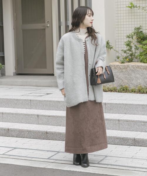 ITEMS URBANRESEARCH（アイテムズ アーバンリサーチ）の「ダブルフェイスミドルカーディガン（ノーカラーコート・レディース・ライトブルー/ブラウン/ネイビー・FREE）」の13枚目の写真