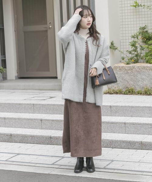 ITEMS URBANRESEARCH（アイテムズ アーバンリサーチ）の「ダブルフェイスミドルカーディガン（ノーカラーコート・レディース・ライトブルー/ブラウン/ネイビー・FREE）」の14枚目の写真