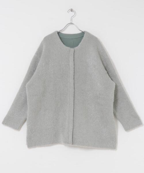 ITEMS URBANRESEARCH（アイテムズ アーバンリサーチ）の「ダブルフェイスミドルカーディガン（ノーカラーコート・レディース・ライトブルー/ブラウン/ネイビー・FREE）」の16枚目の写真