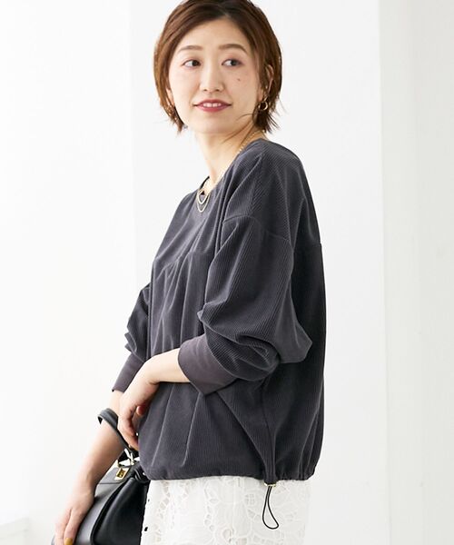 le.coeur blanc（ルクールブラン）の「カットコーデュロイ2WAYプル×スカートセット（ワンピース・レディース・ブラウン/チャコールグレー・38）」の6枚目の写真