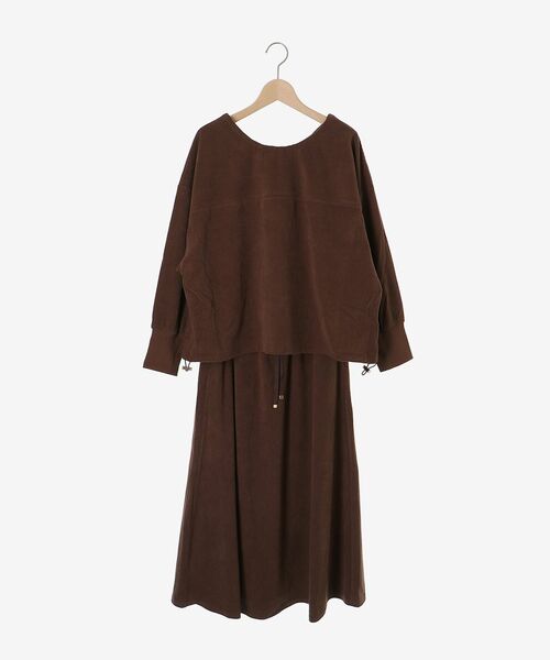 le.coeur blanc（ルクールブラン）の「カットコーデュロイ2WAYプル×スカートセット（ワンピース・レディース・ブラウン/チャコールグレー・38）」の10枚目の写真