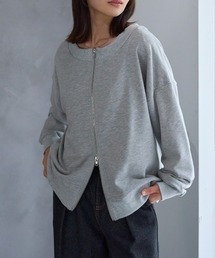 TRIANGLE PALETTE（トライアングルパレット）の「前後2WAY オフショル ダブルジップアップ 裏毛スウェット（スウェット）」