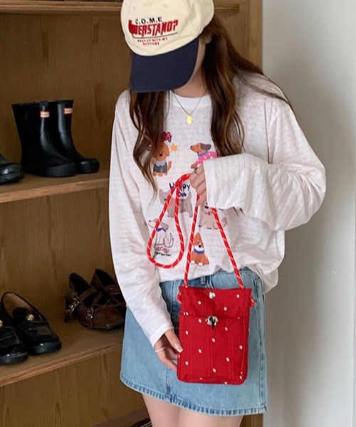 VIBGYOR(ヴィブジョー)の「Mignonjour/フラワードットミニショルダーバッグ M2844(ショルダーバッグ・レディース・ブラック/ホワイト/レッド・FREE)」の4枚目の写真