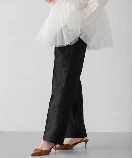 Fit more（フィットモア）の「フラワージャガードワイドパンツ（その他パンツ・レディース・ブラック/ピンク/ベージュ・PS/S/M）」の7枚目の写真