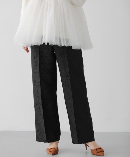 Fit more（フィットモア）の「フラワージャガードワイドパンツ（その他パンツ・レディース・ブラック/ピンク/ベージュ・PS/S/M）」の6枚目の写真