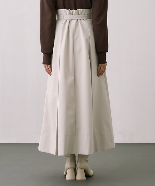 アシメインバーテッドプリーツスカート｜オフィスカジュアル/軽量/防