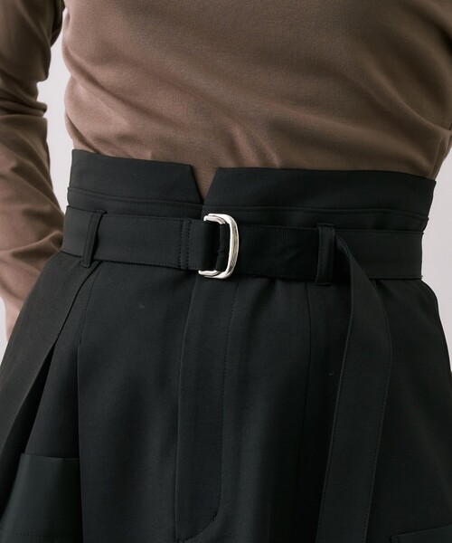 残りわずか！】アシメインバーテッドプリーツスカート｜オフィス