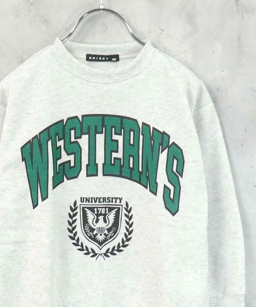 SHISKY（シスキー）の「裏起毛　オーバーサイズ　プリントスウェット（スウェット・キッズ・グレー系その他/グレイッシュベージュ/チャコールグレー/杢グレー/ヘザーチャコール/ベージュ系その他3/ダークグリーン/ベージュ系その他/ベージュ系その他2/キャメル/グレー系その他2/グレー系その他3/グレー系その他4/ベージュ/オートミール/グリーン系その他/ネイビー・130/140/150/160）」の10枚目の写真