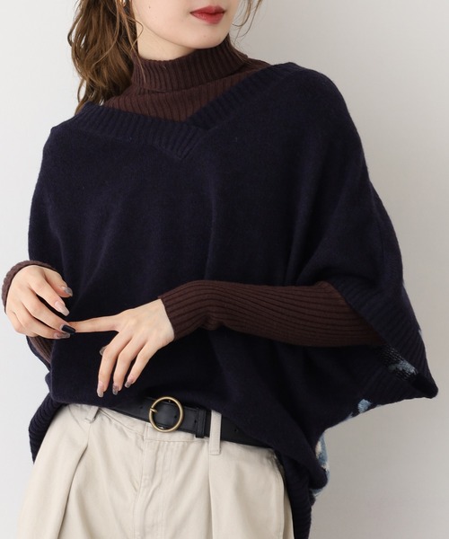 BARNDOOR(バーンドア)の「ダリア ジャカード 背面Vネックベスト 前後着用可(ベスト・レディース・ネイビー/アイボリー/グレー・FREE)」の4枚目の写真