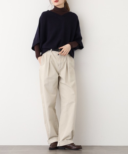 BARNDOOR(バーンドア)の「ダリア ジャカード 背面Vネックベスト 前後着用可(ベスト・レディース・ネイビー/アイボリー/グレー・FREE)」の8枚目の写真