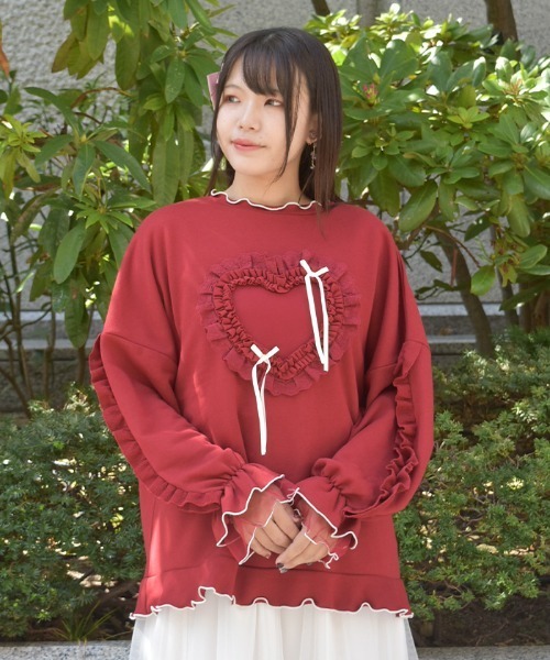 axes femme（アクシーズファム）の「ホイップハートトレーナー（Tシャツ/カットソー・レディース・キナリ/レッド・FREE）」の6枚目の写真