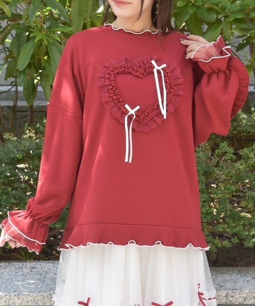 axes femme（アクシーズファム）の「ホイップハートトレーナー（Tシャツ/カットソー・レディース・キナリ/レッド・FREE）」の3枚目の写真