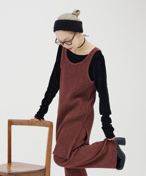 CIAOPANIC TYPY（チャオパニックティピー）の「【PON企画】スタイルアップ前後2wayモールニットキャミチュニック（ワンピース・レディース・グレー/ブラック/グレー系その他/バーガンディー/ブラウン・ONE SIZE）」の5枚目の写真