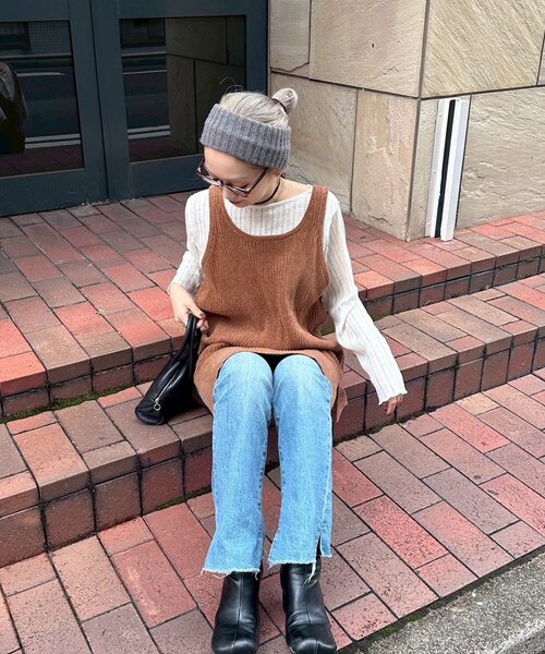 CIAOPANIC TYPY（チャオパニックティピー）の「【PON企画】スタイルアップ前後2wayモールニットキャミチュニック（ワンピース・レディース・グレー/ブラック/グレー系その他/バーガンディー/ブラウン・ONE SIZE）」の4枚目の写真