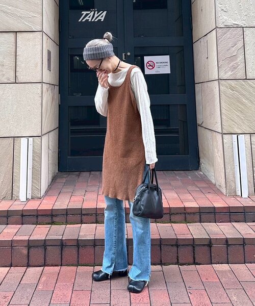 CIAOPANIC TYPY（チャオパニックティピー）の「【PON企画】スタイルアップ前後2wayモールニットキャミチュニック（ワンピース・レディース・グレー/ブラック/グレー系その他/バーガンディー/ブラウン・ONE SIZE）」の8枚目の写真