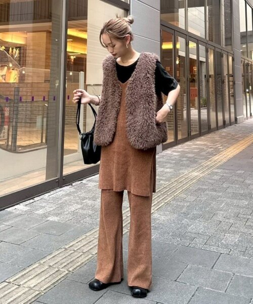 CIAOPANIC TYPY（チャオパニックティピー）の「【PON企画】スタイルアップ前後2wayモールニットキャミチュニック（ワンピース・レディース・グレー/ブラック/グレー系その他/バーガンディー/ブラウン・ONE SIZE）」の9枚目の写真