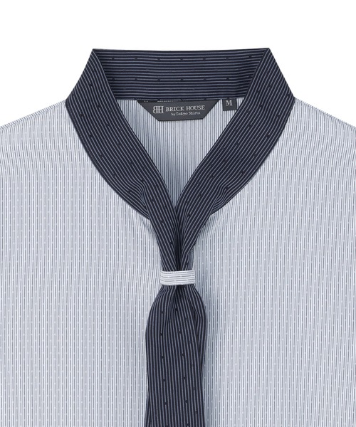TOKYO SHIRTS(トウキョウシャツ)の「【吸水速乾】【COFREX】配色ボウタイブラウス 長袖 レディースデザインシャツ(シャツ/ブラウス・レディース・ブルー・S/LL/XL/M/L)」の6枚目の写真