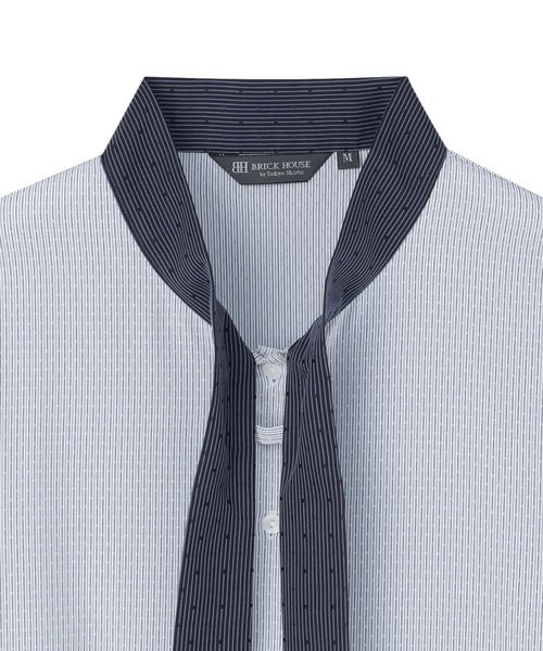 TOKYO SHIRTS(トウキョウシャツ)の「【吸水速乾】【COFREX】配色ボウタイブラウス 長袖 レディースデザインシャツ(シャツ/ブラウス・レディース・ブルー・S/LL/XL/M/L)」の7枚目の写真