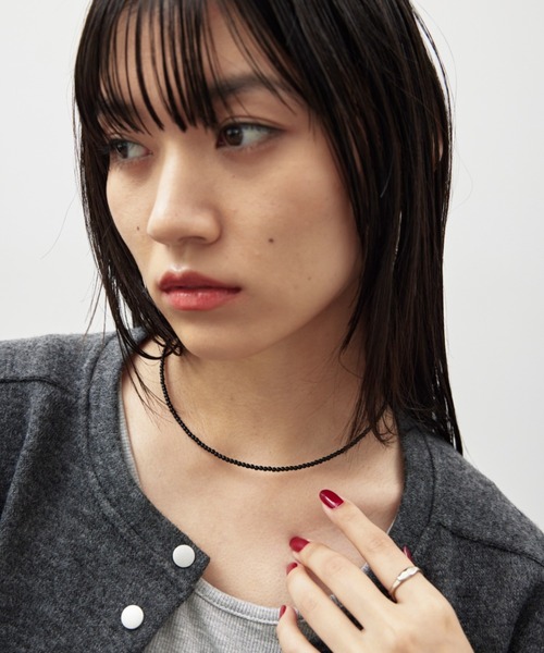 HANNE(アン)の「ミニマルビーズネックレス(ネックレス・レディース・ブラック/シルバー・FREE)」の1枚目の写真