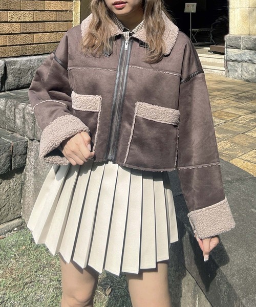AS KNOW AS plus（アズノゥアズプラス）の「♪フェイクムートン ショート丈ジャケット（その他アウター・レディース・ブラウン/チャコールグレー/アイボリー・FREE）」の17枚目の写真